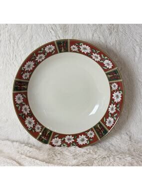 Charlton Hall Kobe Christmas Flowers Serving Set Vegetable Bowl & Platter EUC E